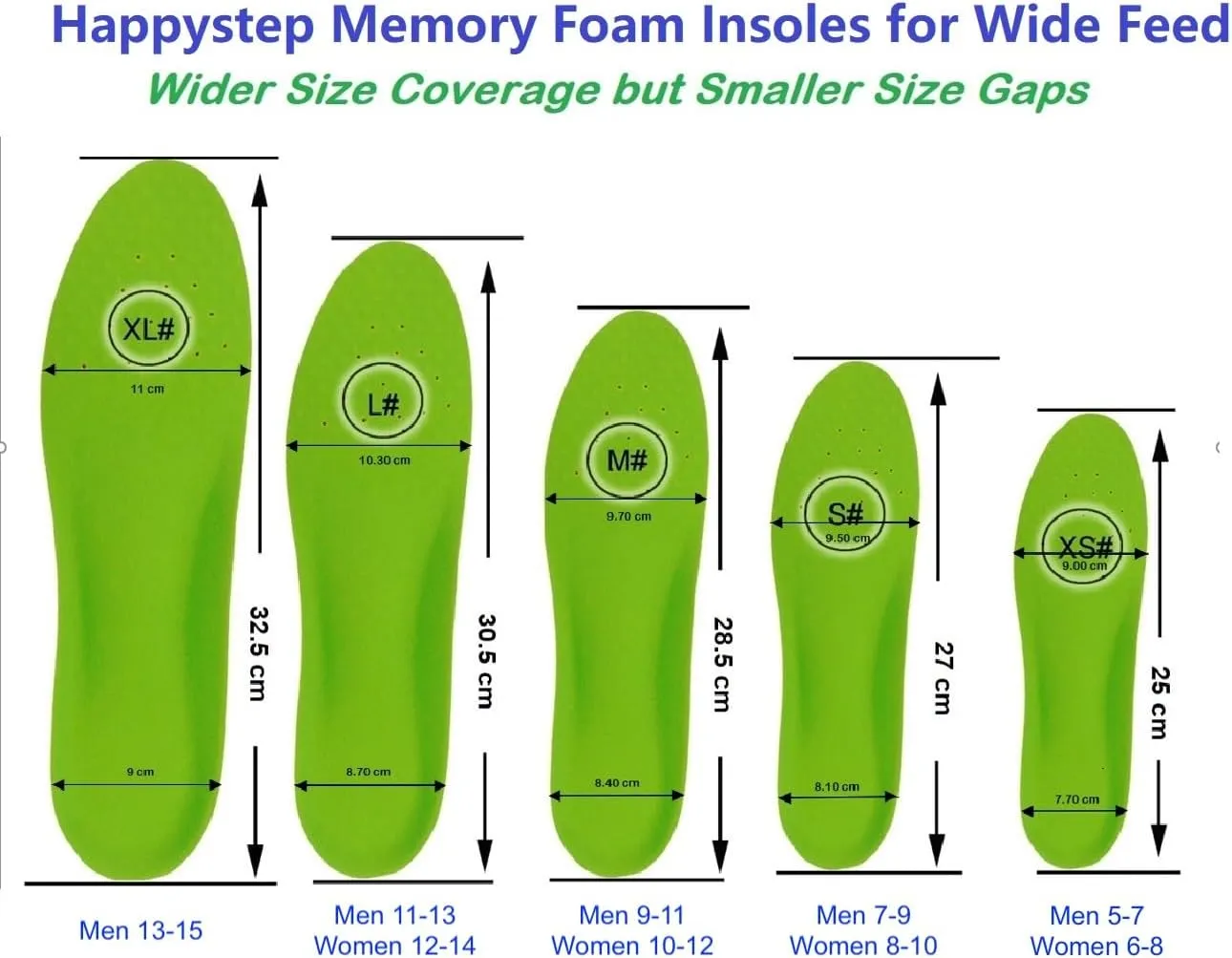1 Pair Wide Fit Insoles Plantar Fasciitis Orthotics PU Memory Foam Comfort Shoe Inserts for Men and Women, Cushioned Arch Support, Shock Absorption and Foot Pain Relief (Men 7-9/Women 8-10)