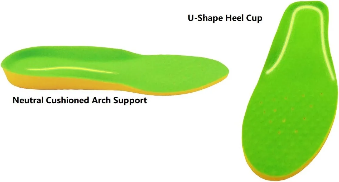 1 Pair Wide Fit Insoles Plantar Fasciitis Orthotics PU Memory Foam Comfort Shoe Inserts for Men and Women, Cushioned Arch Support, Shock Absorption and Foot Pain Relief (Men 7-9/Women 8-10)