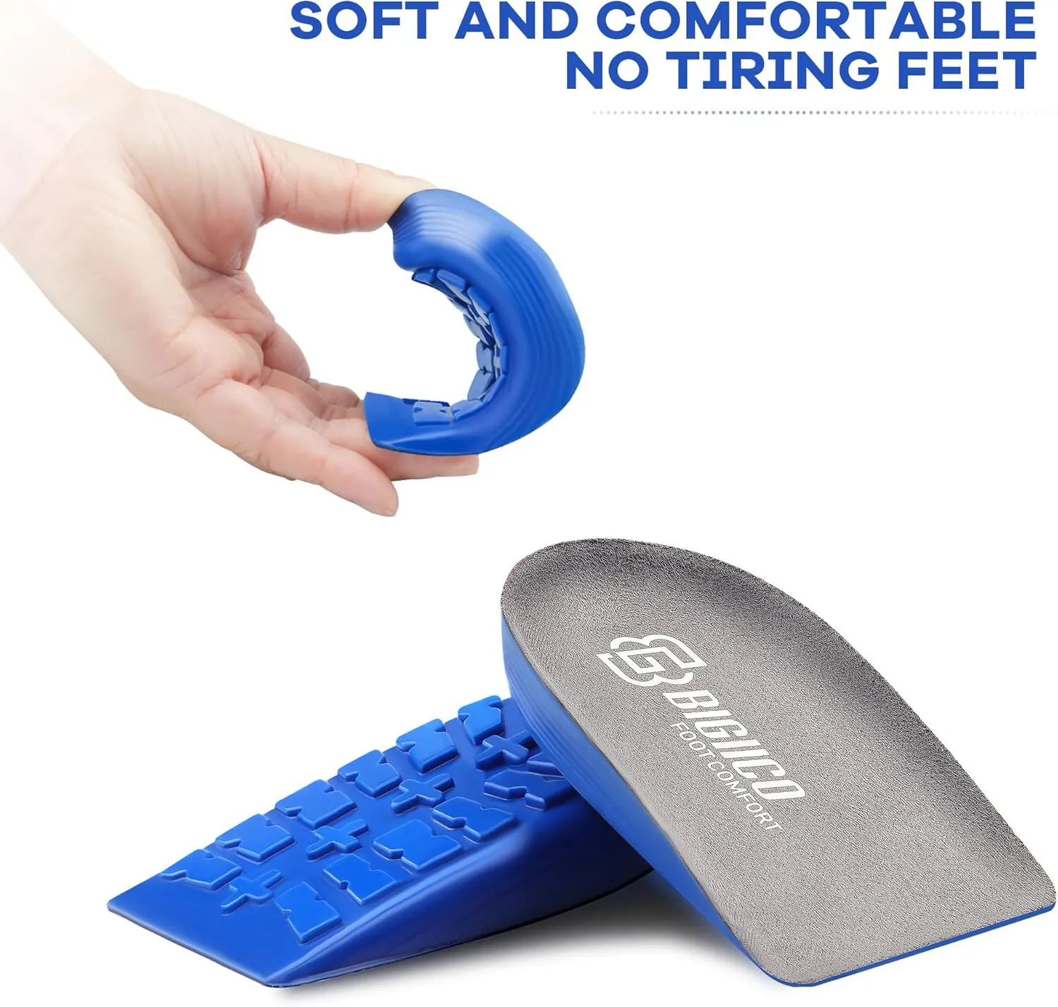 1/2 inch Heel Lifts Inserts Cushioned Arch Support Insoles with Hidden Lift Technology, Plantar Fasciitis Relief Inserts, Anti-Slip Heel Pads for All Day Standing Support (1 Pair) (Medium)