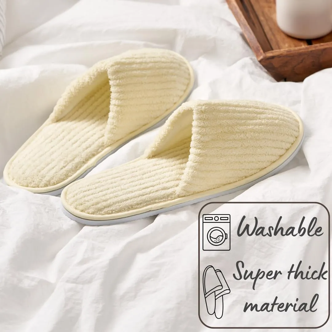 6 Pairs Spa Slippers, Perfect Disposable Slippers For Guest, Travel, Airbnb Slippers, Washable Reusable, Unisex, House, Indoor, Bathroom, Bedroom, Hotel, Bride Slippers