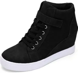 Athlefit Women's Lace Up Wedge Sneakers High Top Fashion Sneakers Ankle Booties