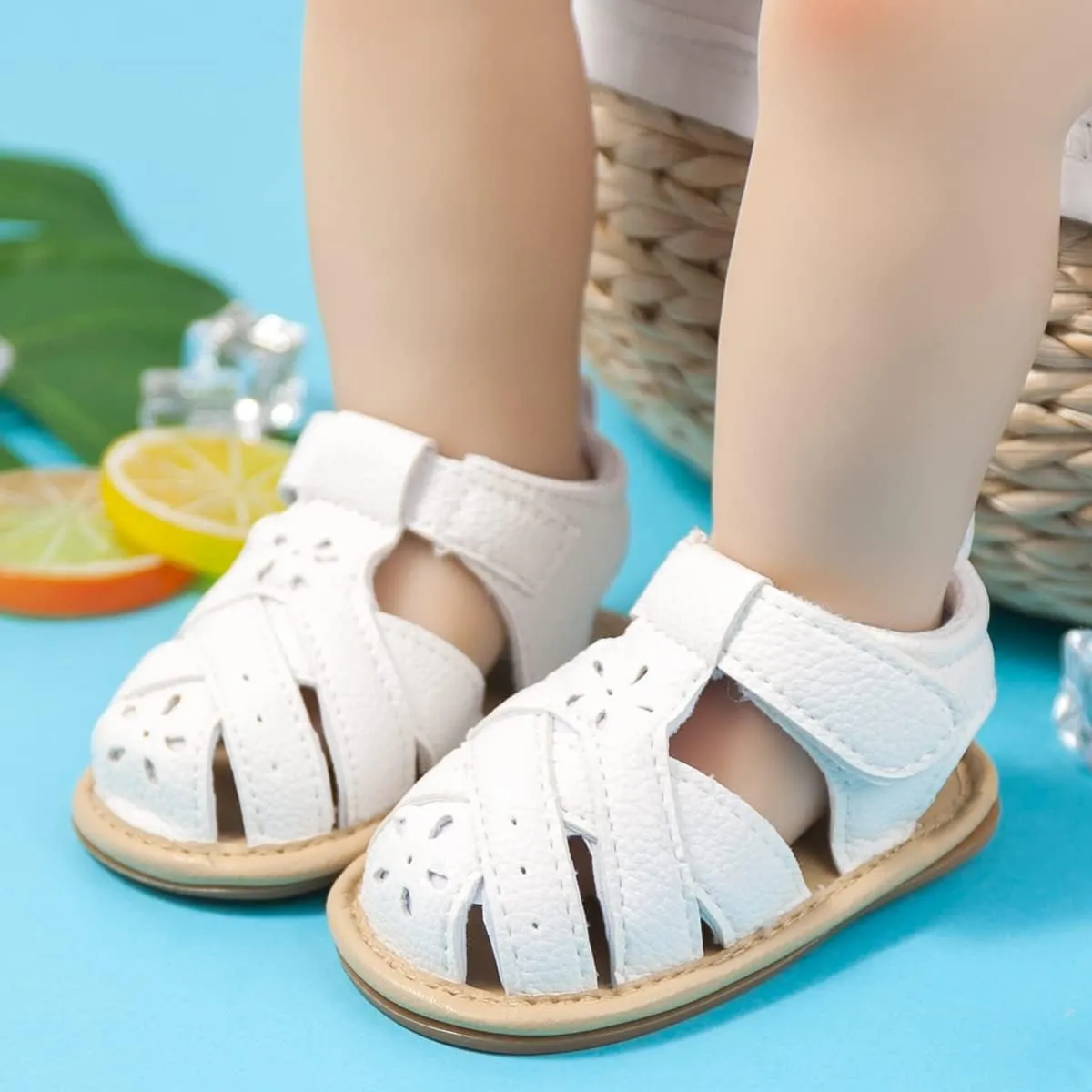 Babelvit Infant Baby Girl Boy Sandals Comfort Premium Summer Outdoor Casual Beach Shoes with Flower Bowknot Anti Slip Rubber Sole Newborn Toddler Prewalker First Walking Shoes