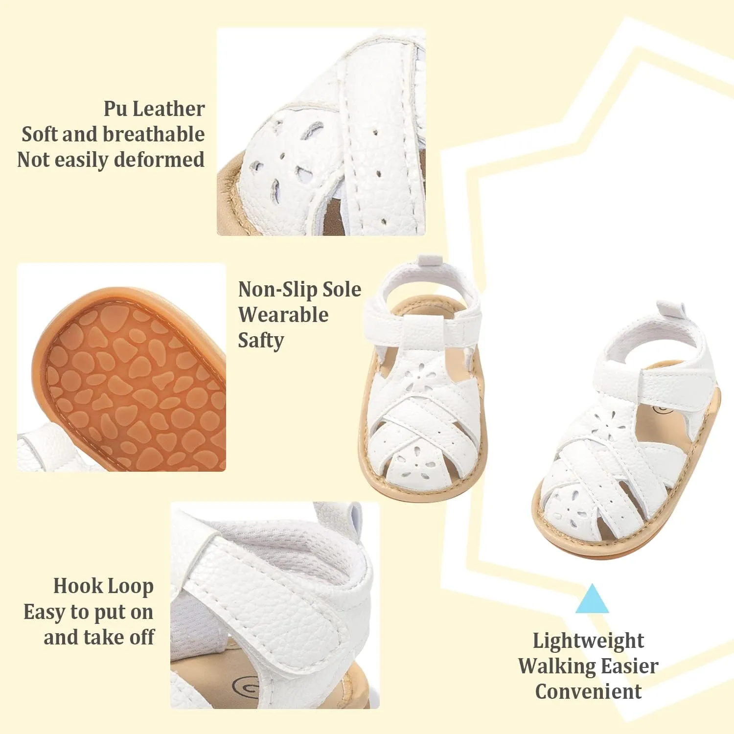 Babelvit Infant Baby Girl Boy Sandals Comfort Premium Summer Outdoor Casual Beach Shoes with Flower Bowknot Anti Slip Rubber Sole Newborn Toddler Prewalker First Walking Shoes