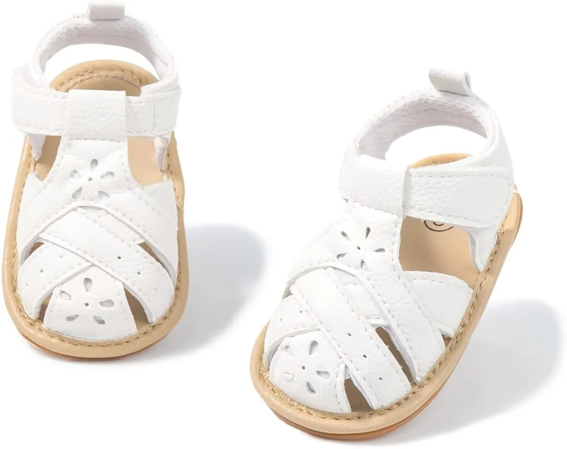 Babelvit Infant Baby Girl Boy Sandals Comfort Premium Summer Outdoor Casual Beach Shoes with Flower Bowknot Anti Slip Rubber Sole Newborn Toddler Prewalker First Walking Shoes