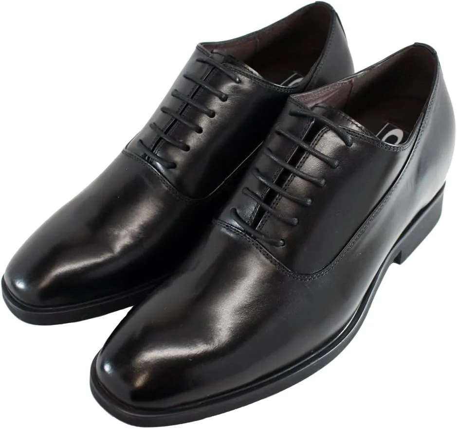 CALTO Men's Invisible Height Increasing Elevator Shoes - Black Premium Leather Lace-up Formal Dress Oxfords - 3 Inches Taller - G8082 - Size 8 D(M) US