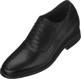 CALTO Men's Invisible Height Increasing Elevator Shoes - Black Premium Leather Lace-up Formal Dress Oxfords - 3 Inches Taller - G8082 - Size 8 D(M) US