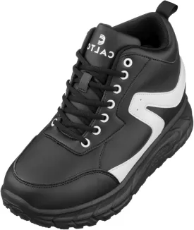 CALTO Men's Invisible Height Increasing Elevator Shoes - Black/White Lace-up High-Top Hiking Style Sneaker Boots - 4 Inches Taller - S22772 - Size 9 D(M) US