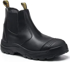 DIIG Work Boots for Men, Steel/Soft Toe Waterproof Working Boots, Slip Resistant Anti-Static Slip-on Safety Working Shoes
