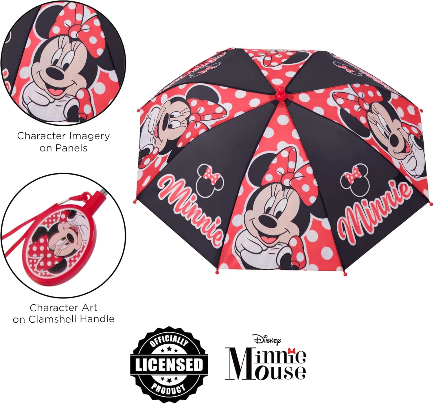 Disney Kids Umbrella and Slicker, Minnie Mouse Toddler and Little Girl Rain Wear Set, for Ages 2-7