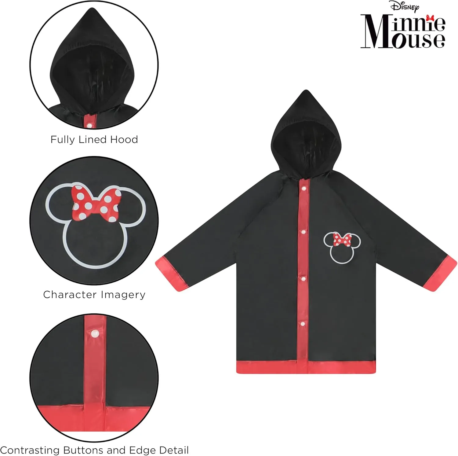 Disney Kids Umbrella and Slicker, Minnie Mouse Toddler and Little Girl Rain Wear Set, for Ages 2-7