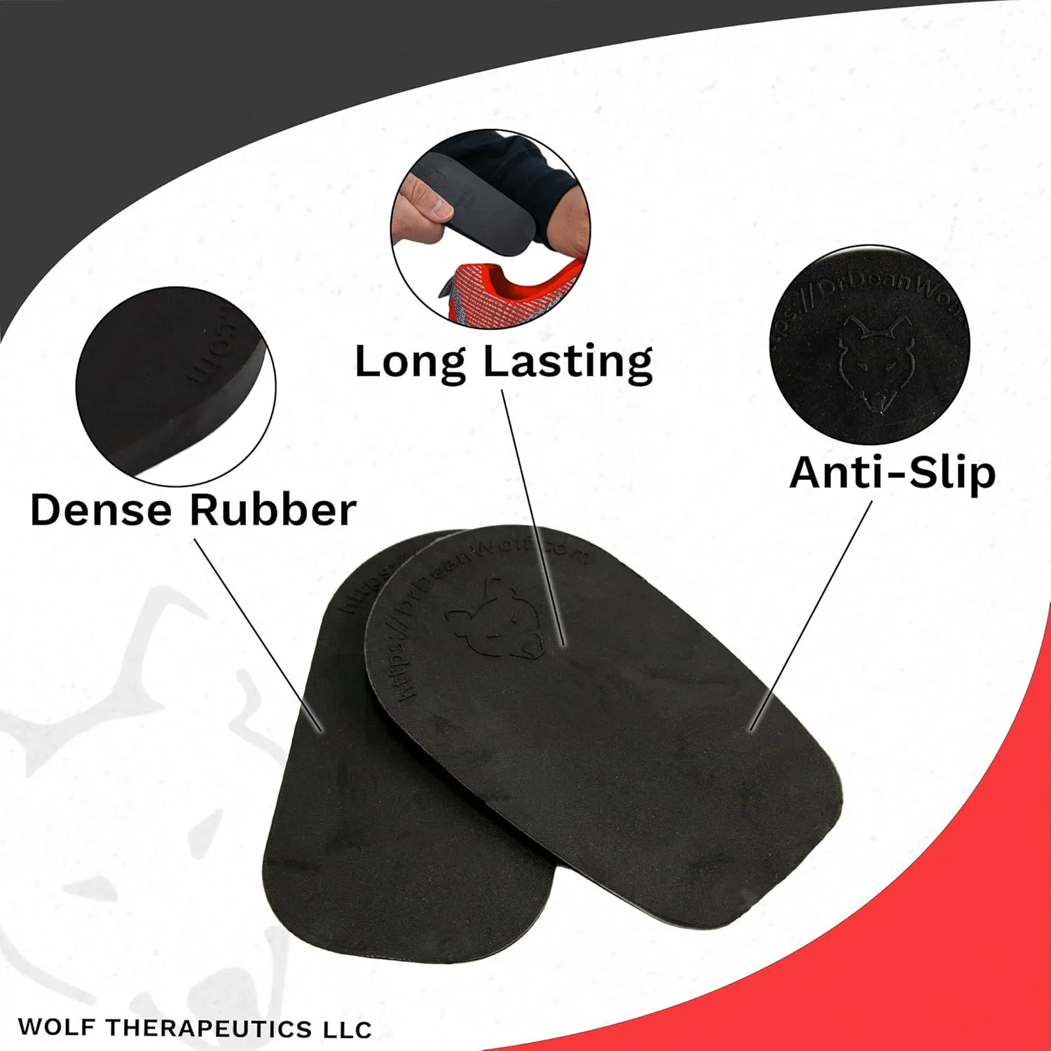 Dr. Wolf Heel Lifts for Shoes: Men's 5mm Height Increase Insoles, Rubber Heel Inserts for Leg Length Discrepancy & Achilles Tendonitis Relief, Helps Relieve Hip, Knee, & Back Pain (2 Pack)