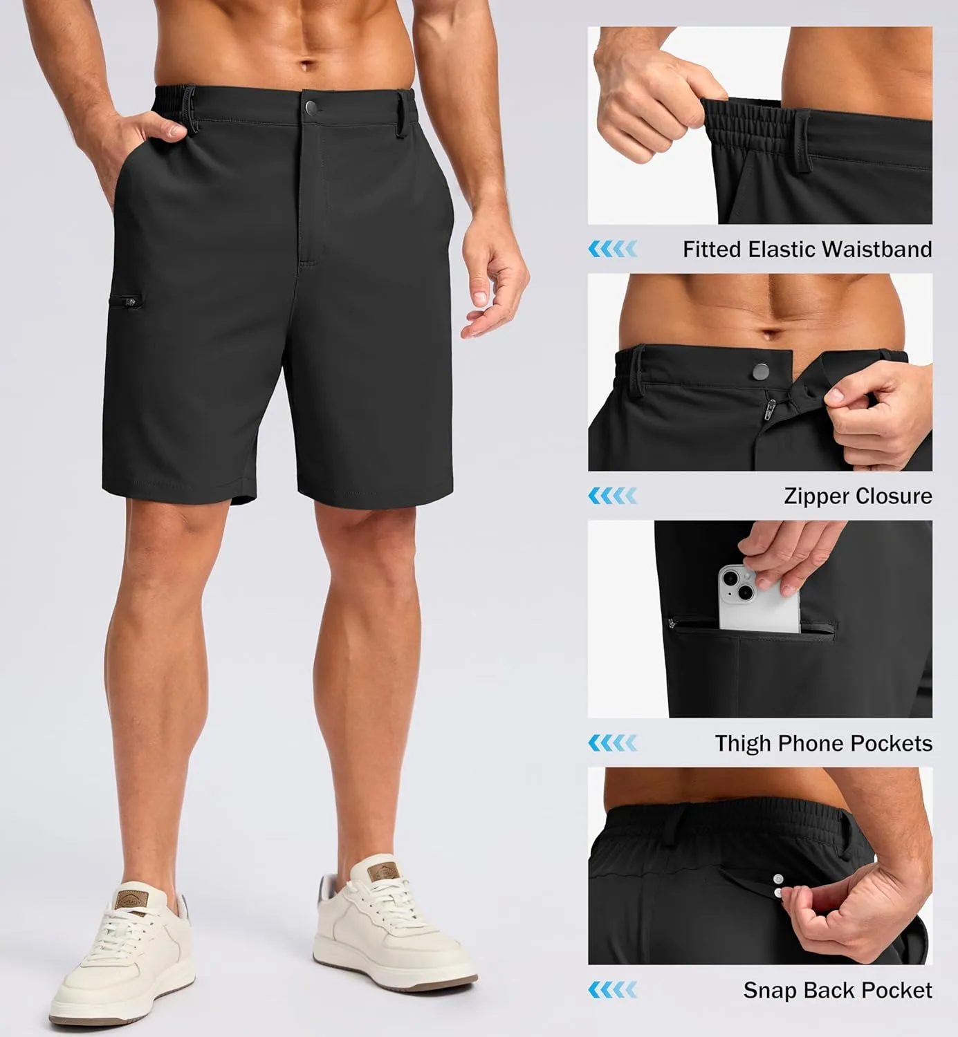G Gradual Men's Casual Shorts 7"/ 9" Lightweight 4 Pockets Stretch Quick-Dry Summer Shorts for Golf Work Hiking Trips