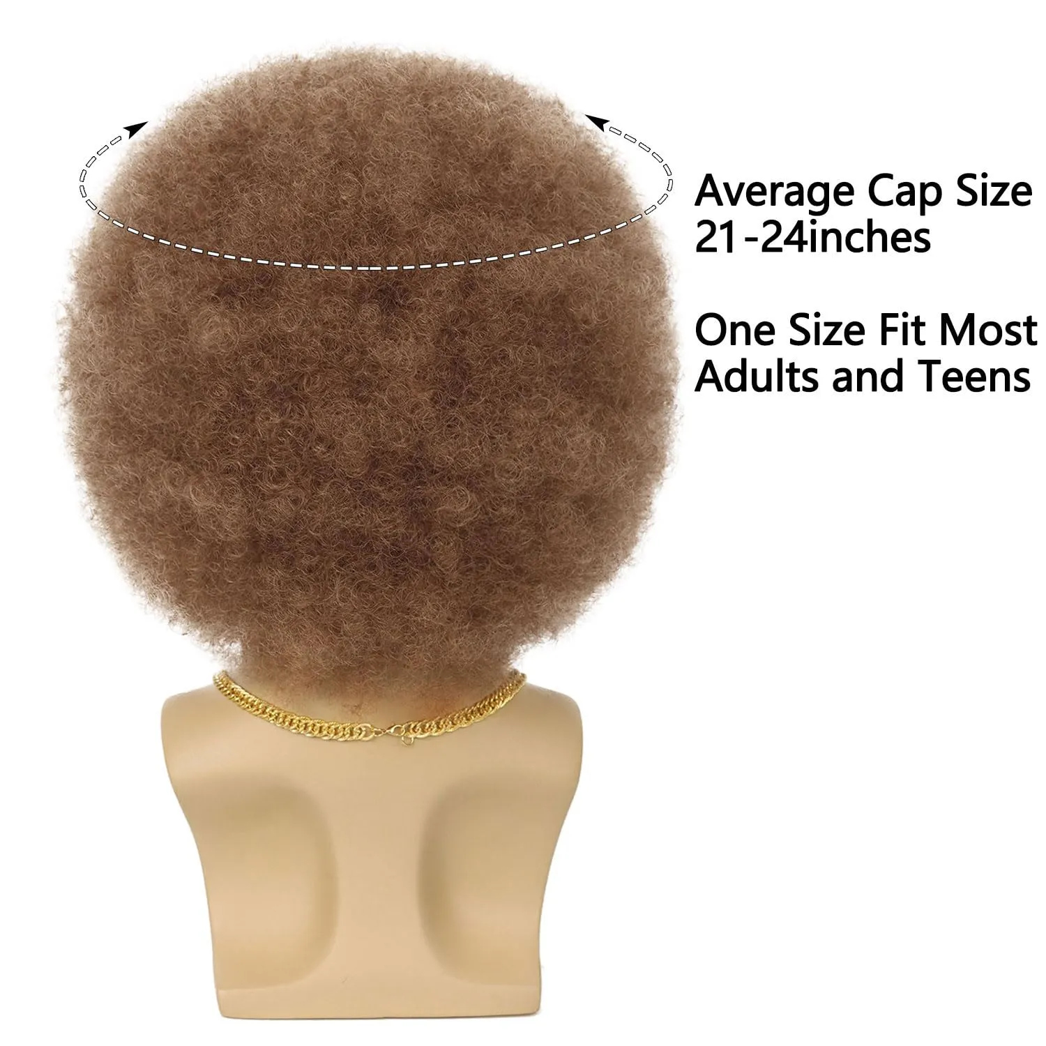 G&T Wig 70s Afro Wig for Men with Glasses Chain and Mustache Mens Costume Disco Wig Short Curly Natural Brown Hair Fluffy Synthetic Funny Wigs for Party Halloween Hippies Rocker??Light Brown??