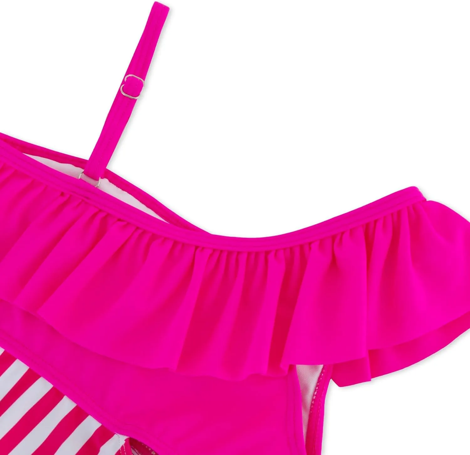 Girls One Piece Swimsuits Cutout Ruffle Bathing Suit Quick Dry Beach Swimwear with Adjustable Strap 5-14 Years