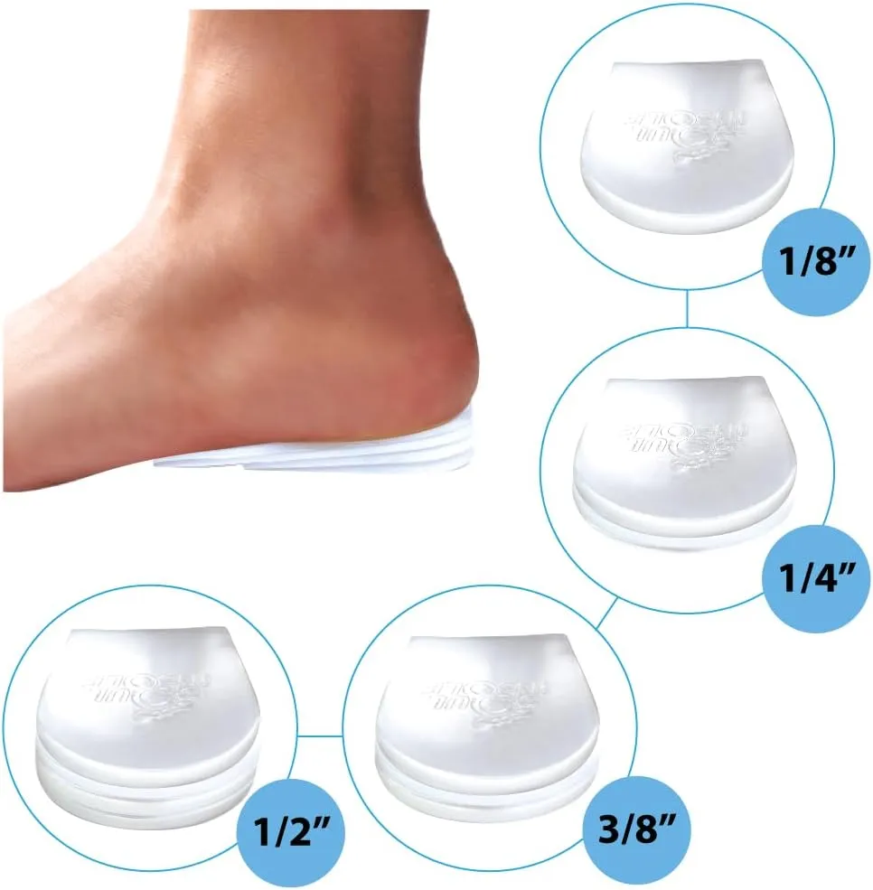 Heel Lift Inserts for Women and Men - 4 pcs Stackable Gel Heel Cushions  Premium Heel Lifts for Leg Length Discrepancy  Washable and Reusable Pads, Easy Application  (Small)