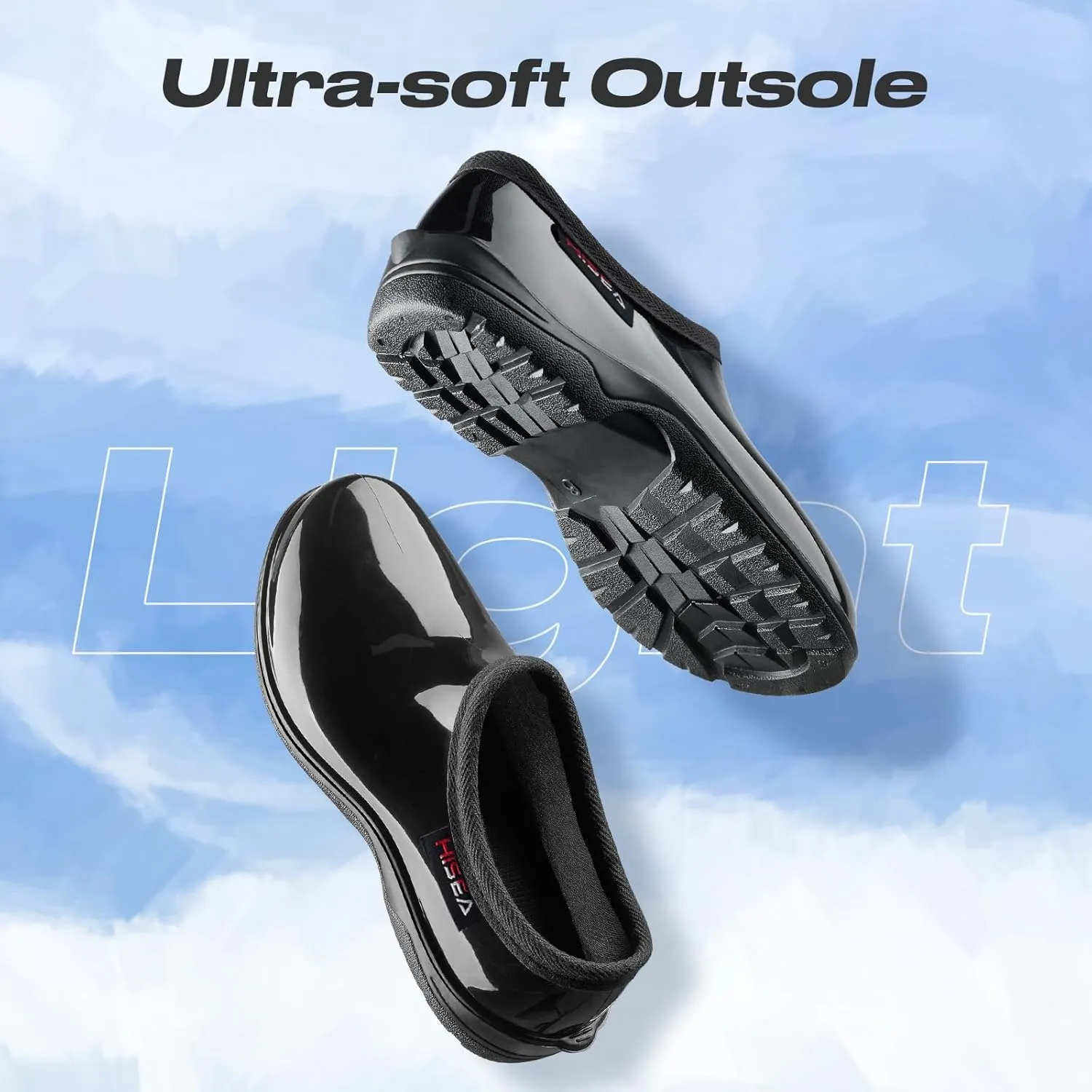 HISEA Waterproof Garden Shoe for Women Outdoor Slip-On Rain Boots Rubber Rain Shoes Short Ankle Booties and Garden Clogs with Comfort Insole