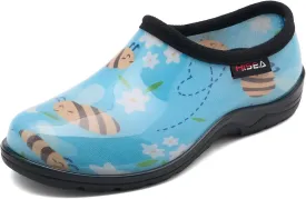 HISEA Waterproof Garden Shoe for Women Outdoor Slip-On Rain Boots Rubber Rain Shoes Short Ankle Booties and Garden Clogs with Comfort Insole