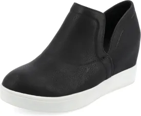 Journee Collection Womens Cardi Wide Width Round Toe Slip On Wedge Sneakers, Size: 11 Wide, Black