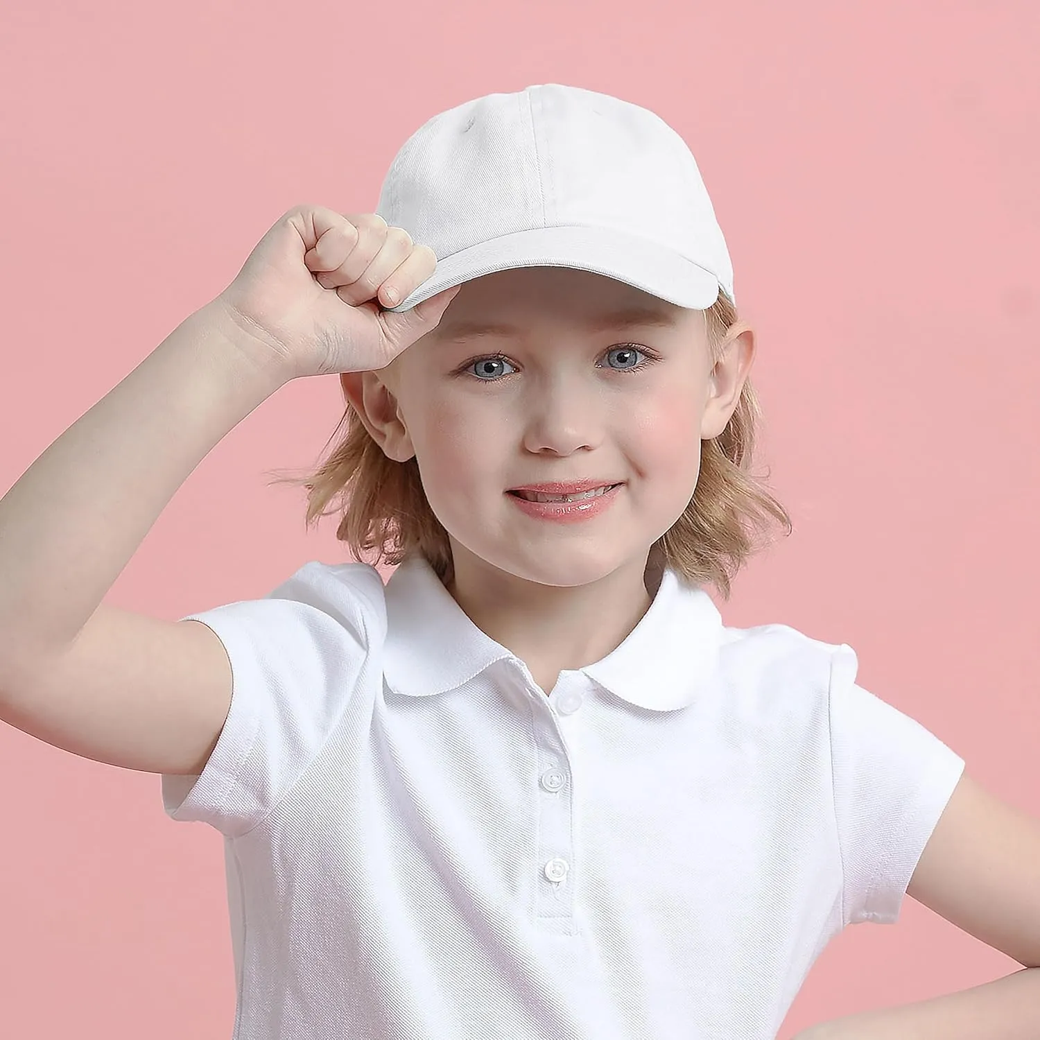 Kids Washed Low Profile Cotton and Denim UPF 50  Plain Baseball Cap Hat