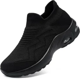 LARNMERN Steel Toe Sneakers for Women Slip On Safety Toe Work Shoes Air Cushion Walking Casual Shoes Lightweight Comfortable