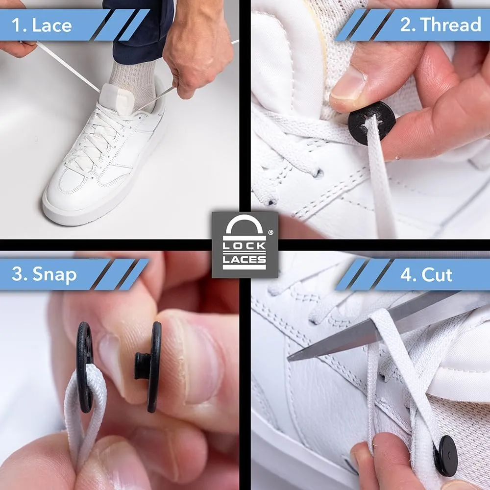 Lock Laces Flat Laces No Tie Elastic Shoelaces  Stylish No Show for Casual & Fashion Shoes  One-Size, Easy to Install