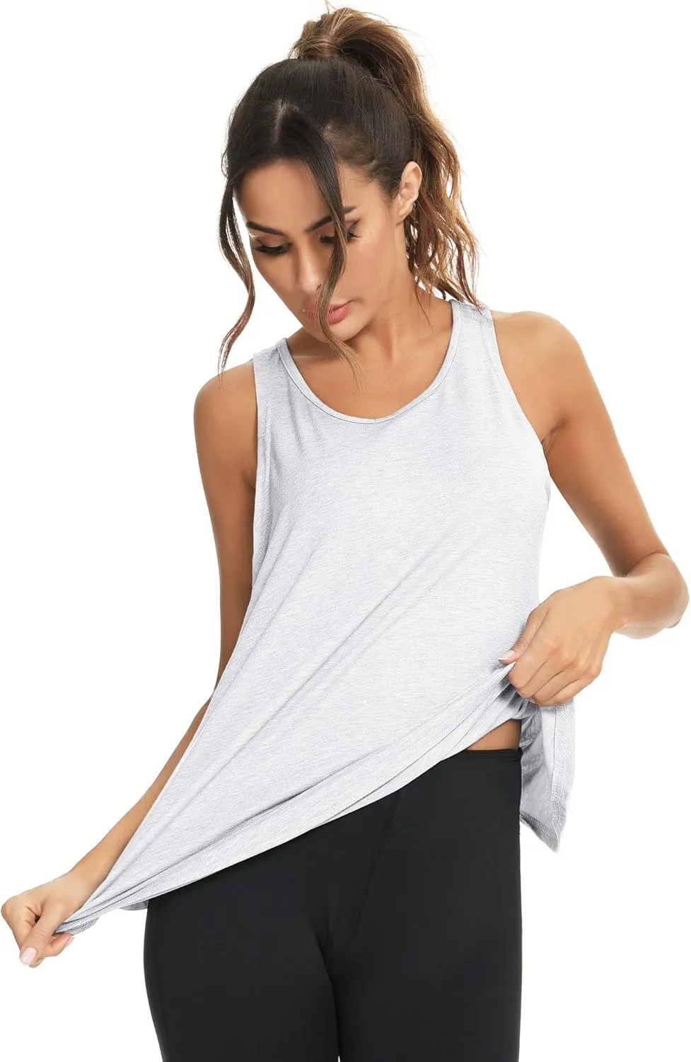 LYHNMW Open Back Workout Top Backless Yoga Shirts Tie Back Workout Tank Activewear Shirts Exercise Yoga Tank Tops (1-3Pack)