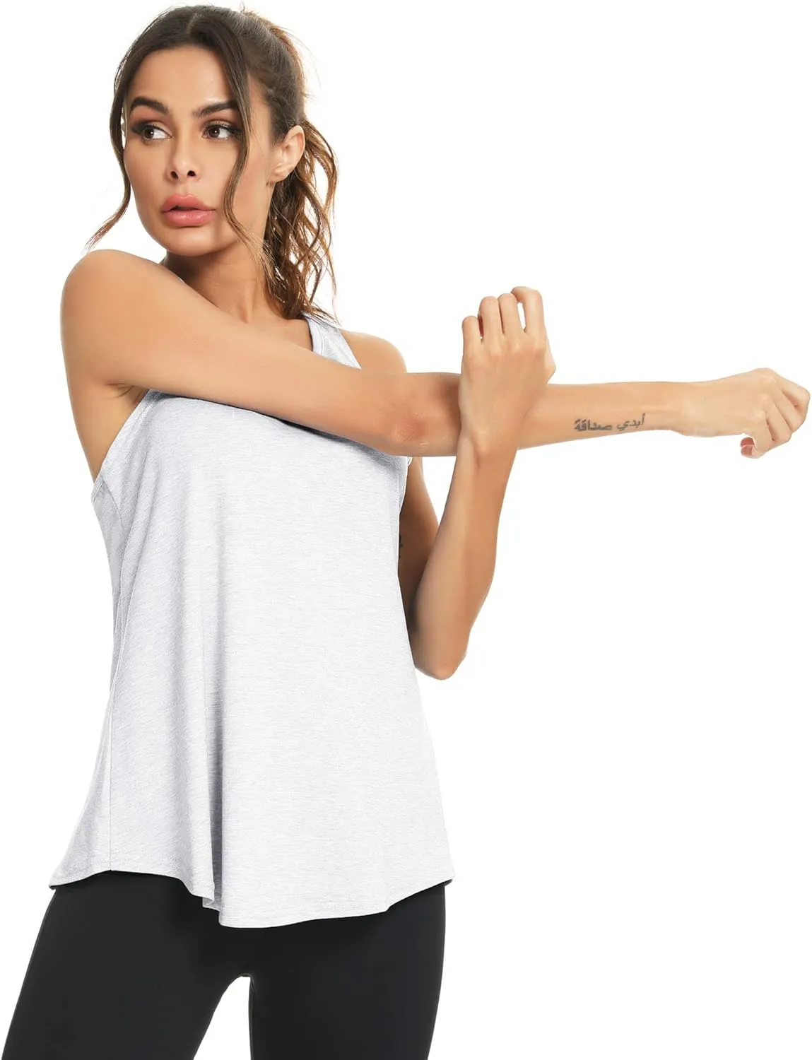 LYHNMW Open Back Workout Top Backless Yoga Shirts Tie Back Workout Tank Activewear Shirts Exercise Yoga Tank Tops (1-3Pack)