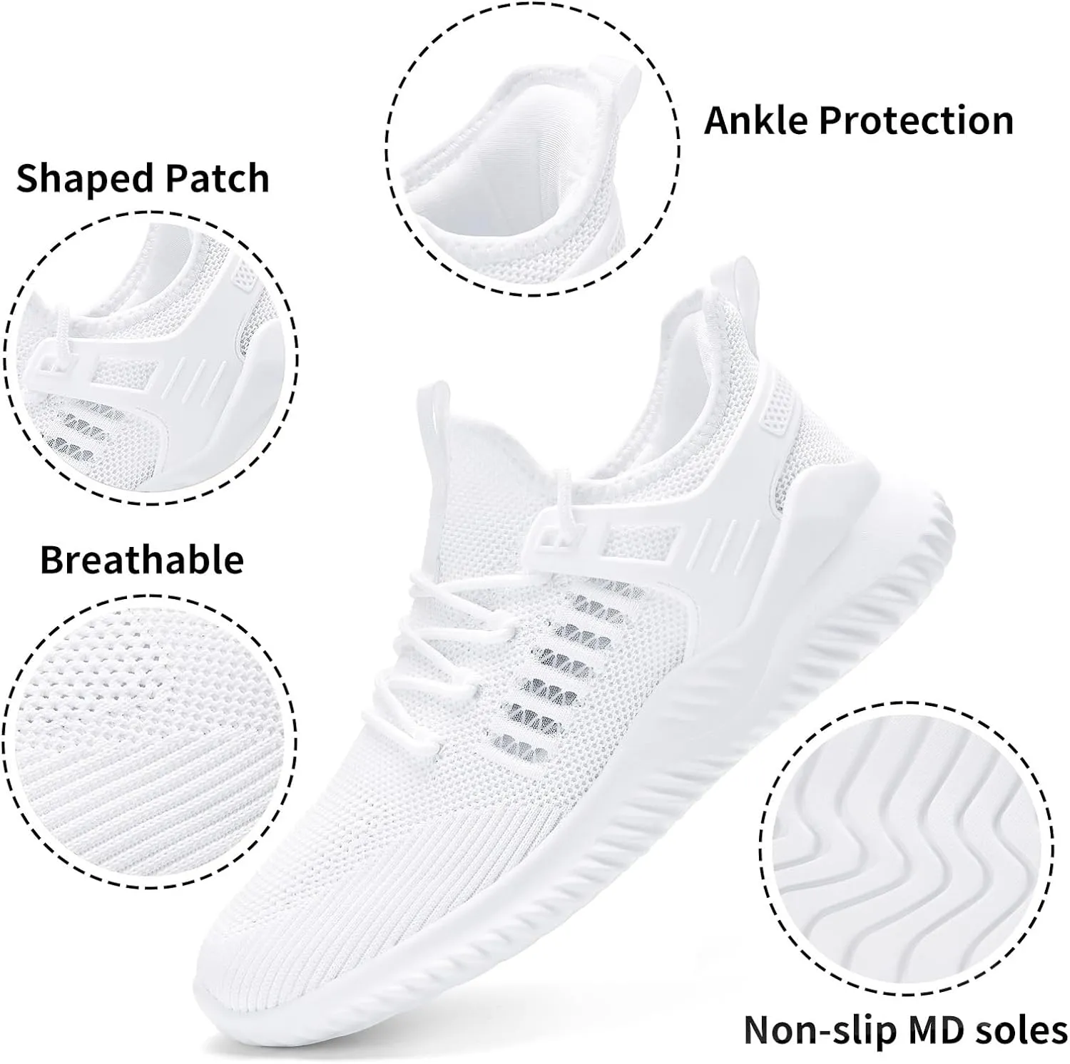 Mens Sneakers Tennis Shoes - Slip on Memory Foam Walking Shoes for Athletic Running Workout Gym Jogging Indoor Outdoor Lightweight Breathable Casual Sneakers