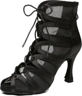 Minishion Dancing Boots Women Latin Ballroom Ankle Dance Shoes Sommer Evening Wedding Party Heeded Sandals