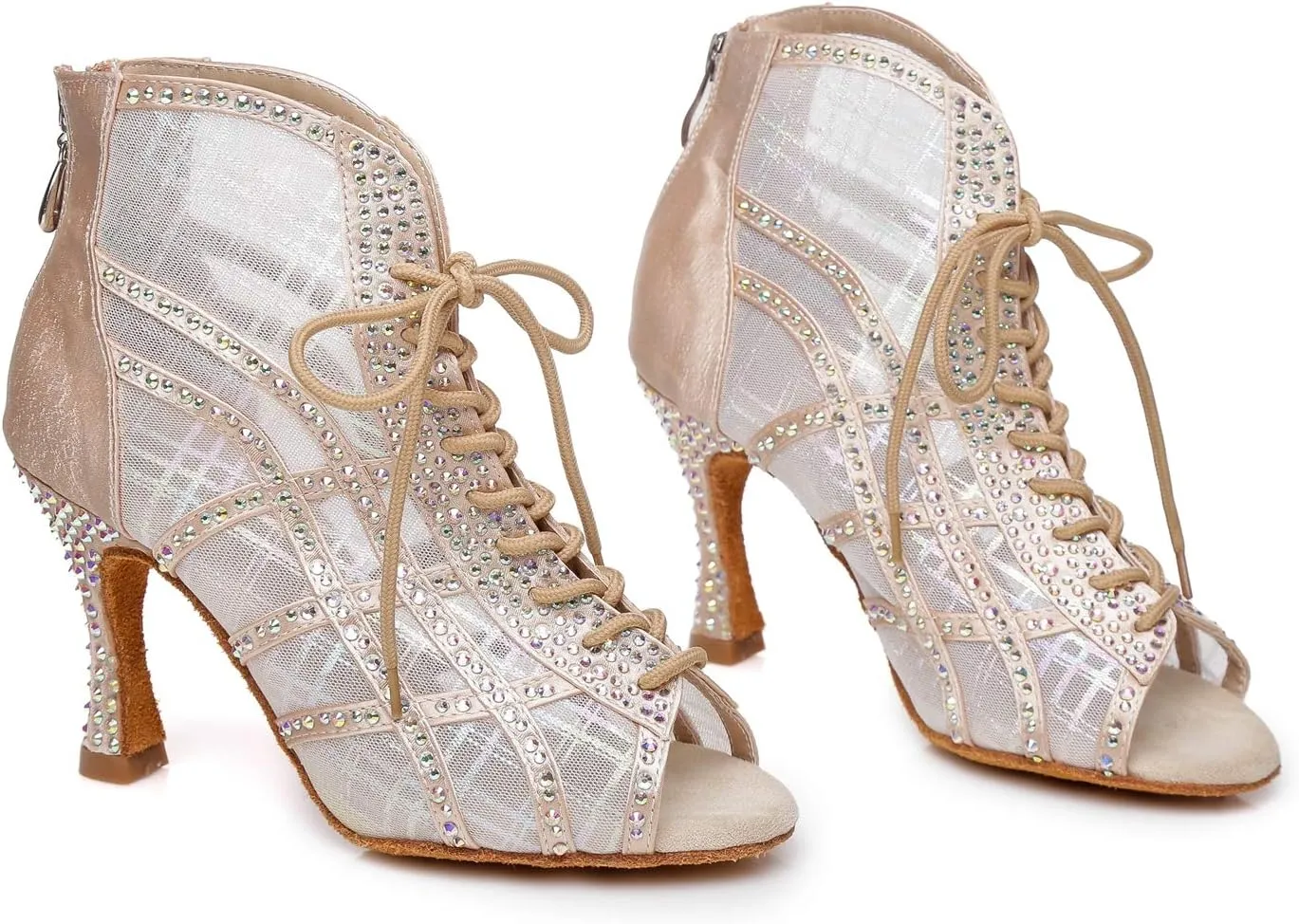 Minishion Dancing Boots Women Latin Ballroom Ankle Dance Shoes Sommer Evening Wedding Party Heeded Sandals