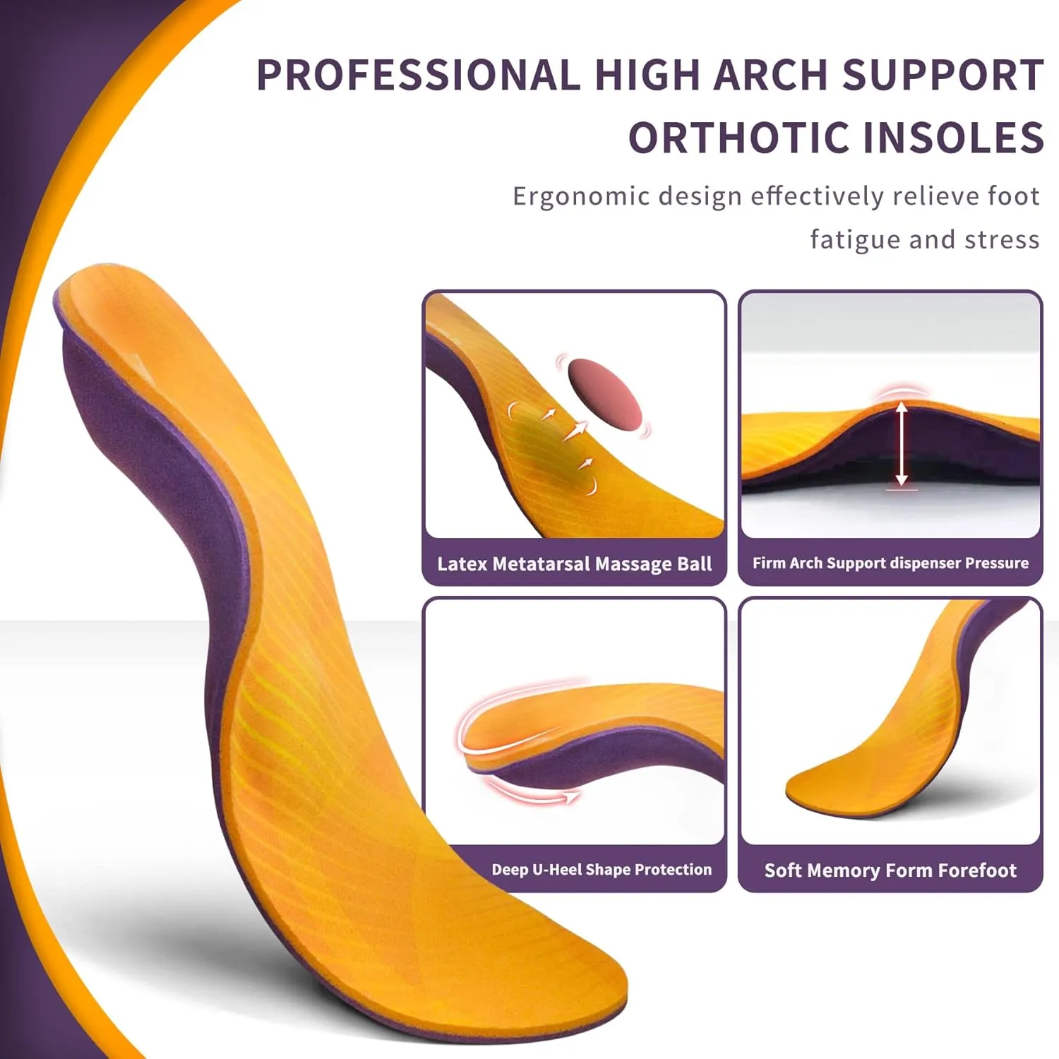 Plantar Fasciitis Relief Insoles,DynWalker Achilles Tendonitis Relief Orthopedic Insoles,Heel Spur,Flat Feet,overpronation,XS