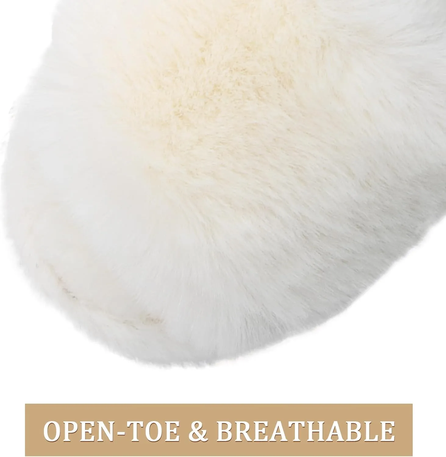Rosoz Women's Soft Plush Fuzzy Slippers Memory Foam Anti-Skid Sole House Shoes Indoor Outdoor Open Toe Sandals