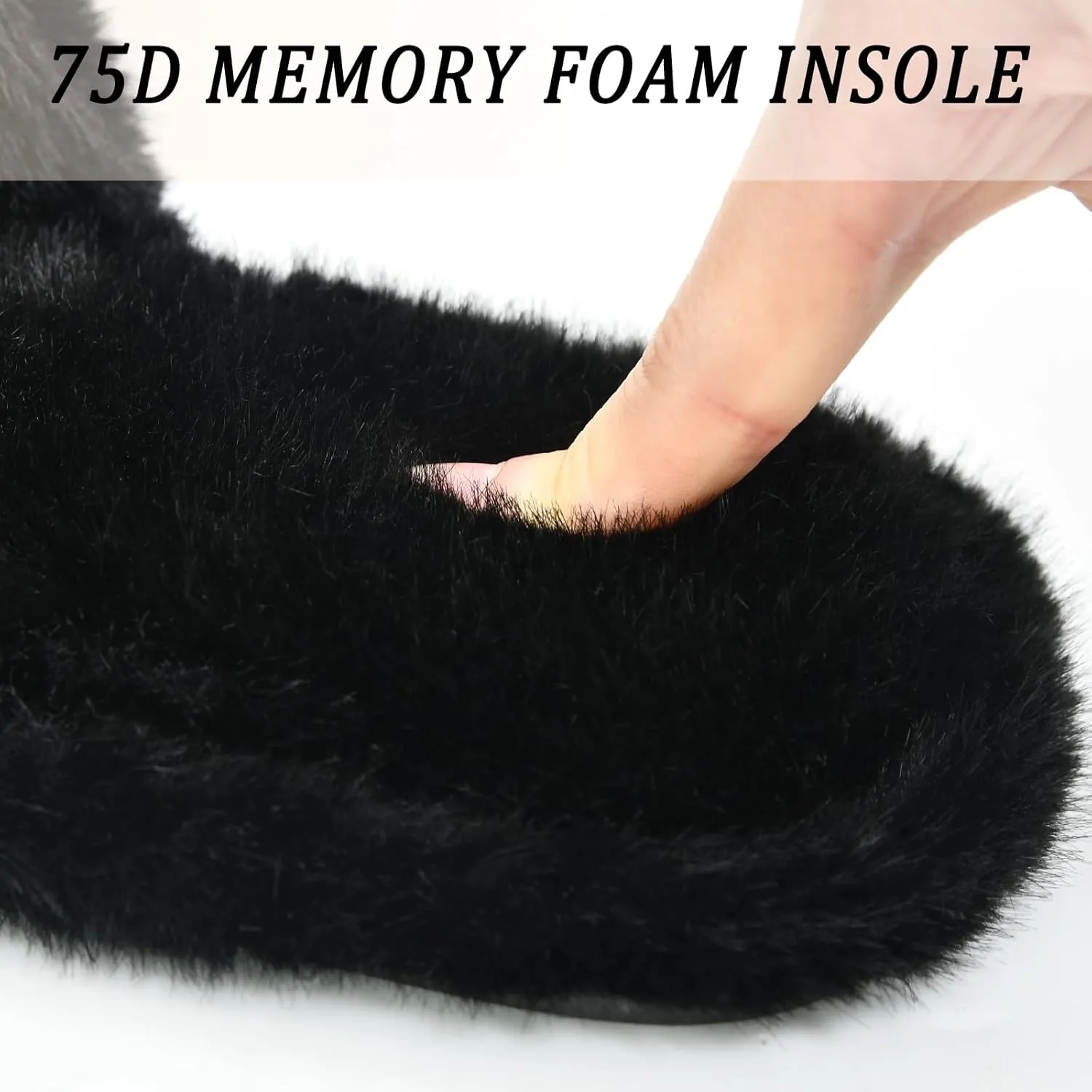 Rosoz Women's Soft Plush Fuzzy Slippers Memory Foam Anti-Skid Sole House Shoes Indoor Outdoor Open Toe Sandals