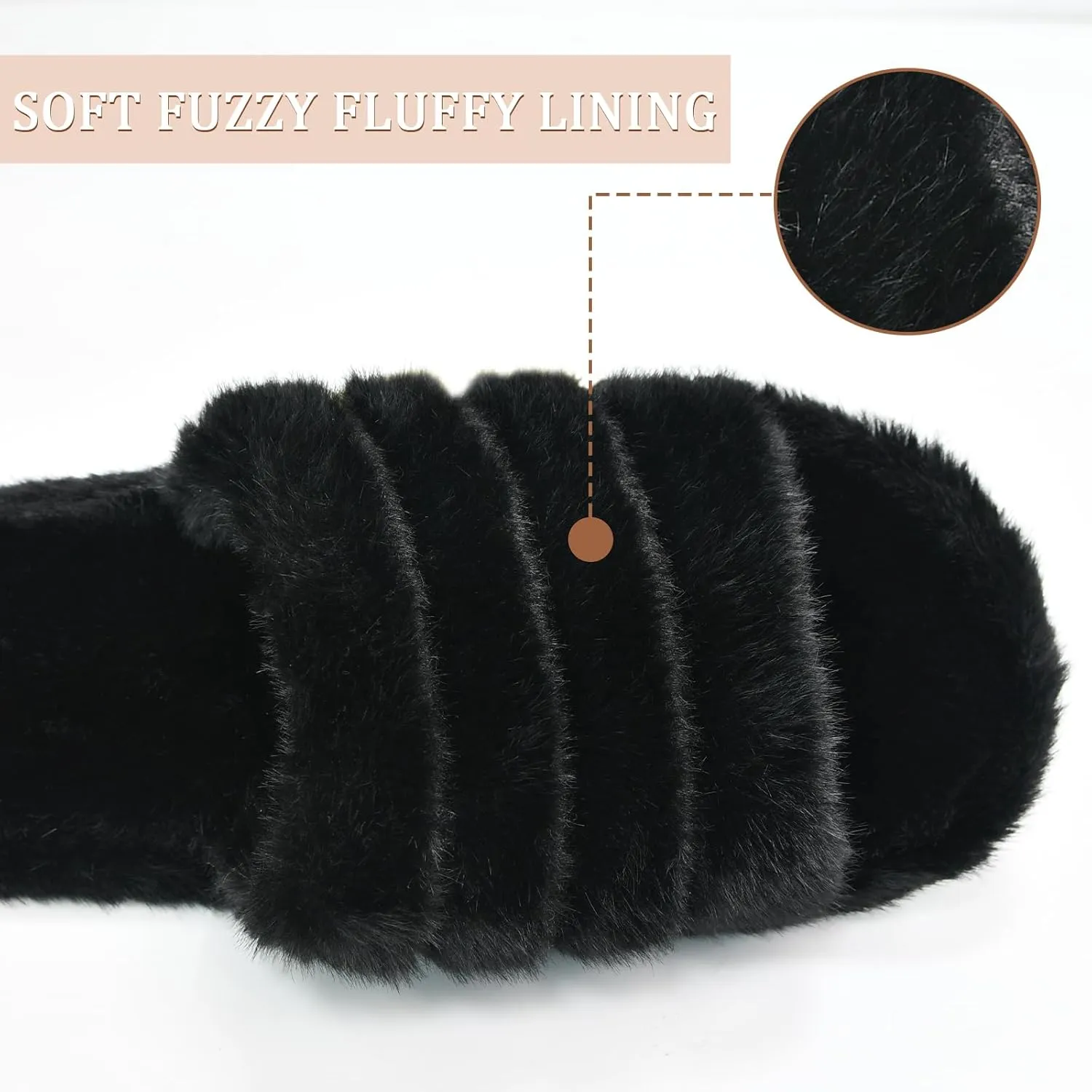 Rosoz Women's Soft Plush Fuzzy Slippers Memory Foam Anti-Skid Sole House Shoes Indoor Outdoor Open Toe Sandals