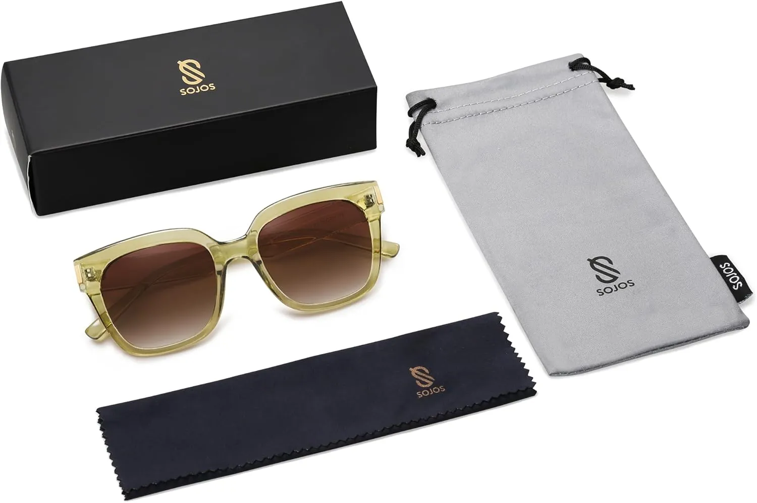 SOJOS Classic Polarized Sunglasses for Women Men Trendy Square Frame SJ2149
