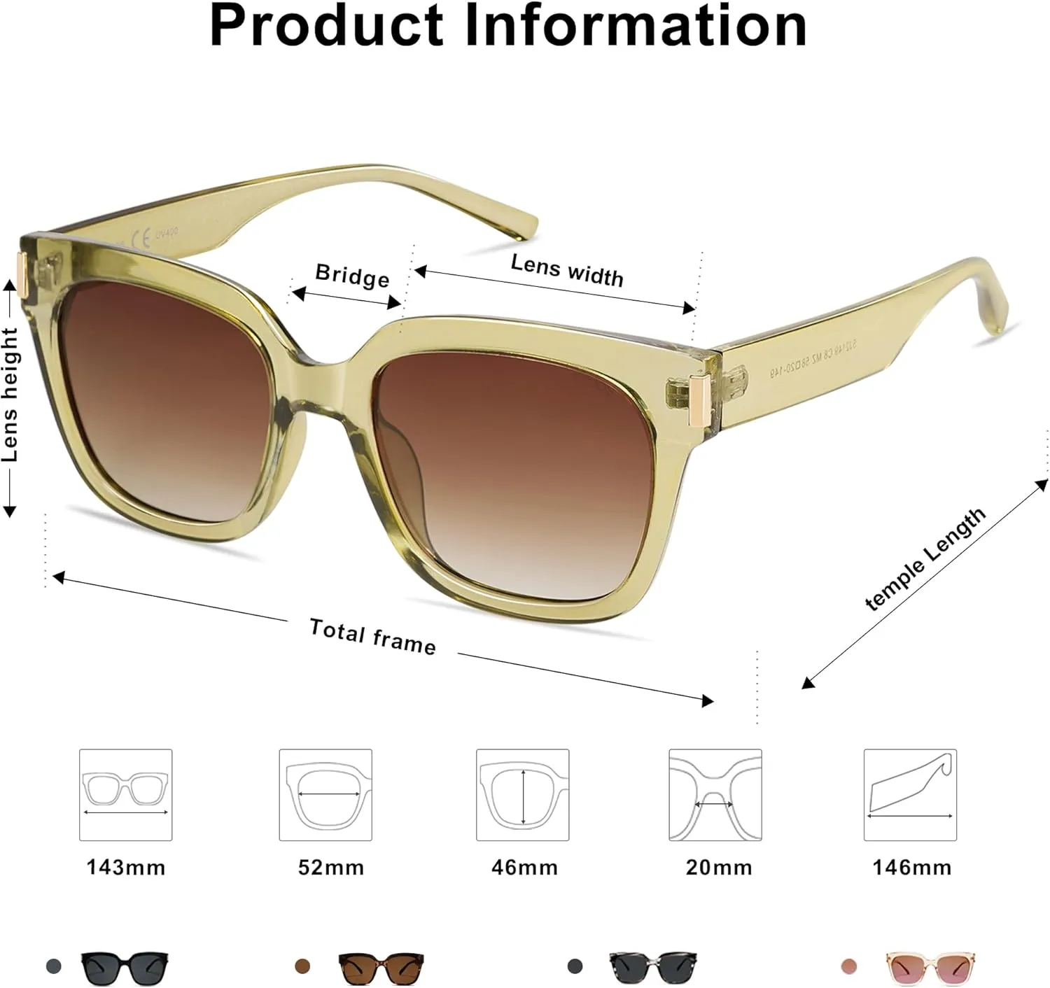 SOJOS Classic Polarized Sunglasses for Women Men Trendy Square Frame SJ2149