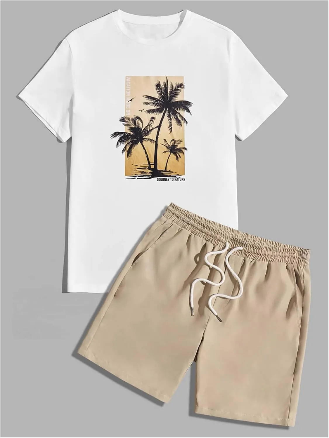 SOLY HUX Men's Summer Tracksuit 2 Piece Beach Outfit Tropical Print Tee and Shorts Set