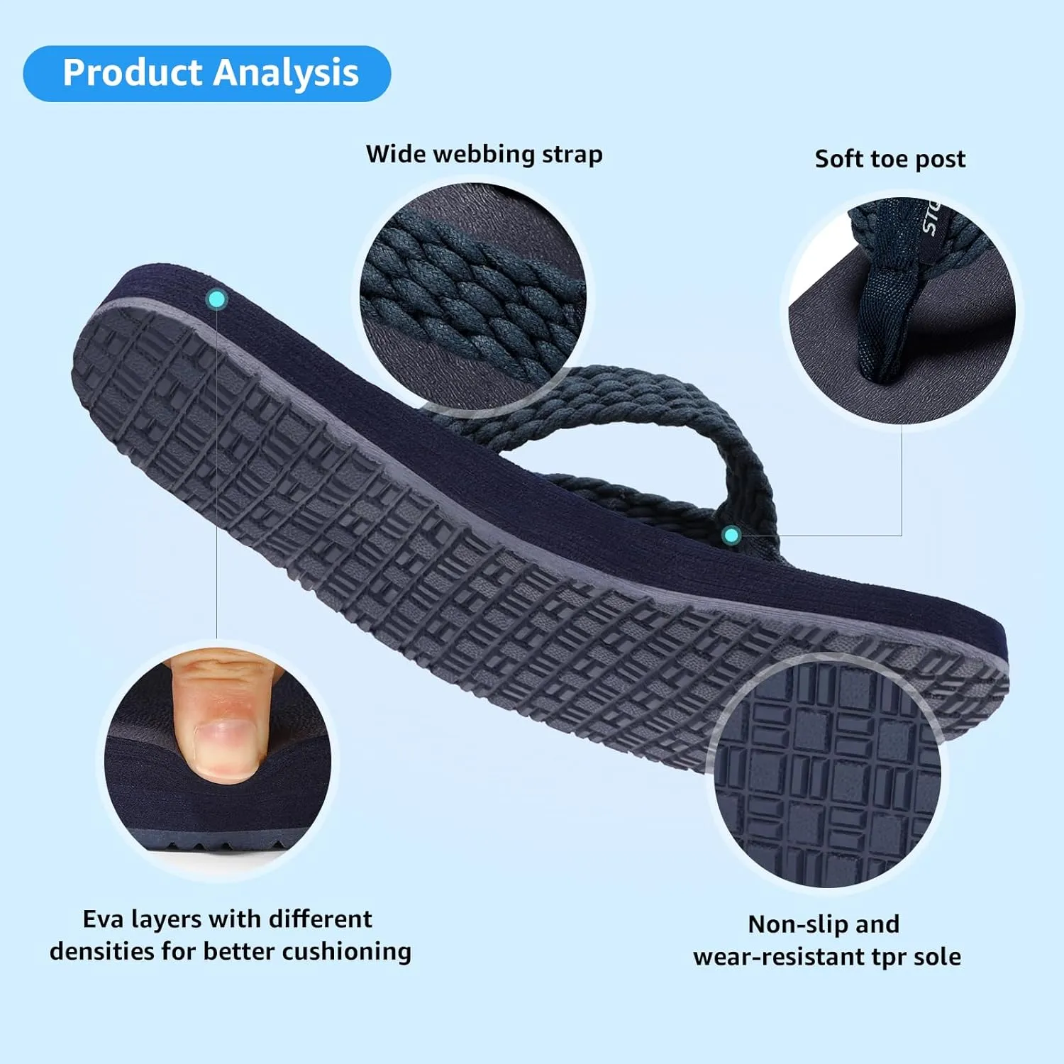STQ Womens Quick Dry Flip Flops with Yoga Mat SoleArch Support Thong Sandals