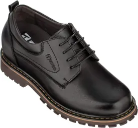 TOTO Men's Invisible Height Increasing Elevator Shoes - Black Leather Lace-up Round-Toe Casual Low Top Work Boots - 3 Inches Taller - F70289 - Size 10 D(M) US
