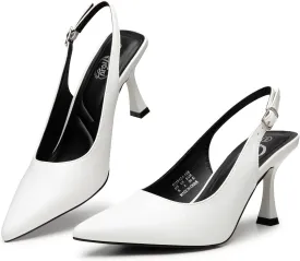 Trary Slingback Heels for Women - Pointed Toe Pumps, Comfortable & Stylish for Parties & Work - 3.2inch High Heels, Rhinestone & Glitter Dressy Shoes