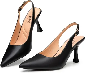 Trary Slingback Heels for Women - Pointed Toe Pumps, Comfortable & Stylish for Parties & Work - 3.2inch High Heels, Rhinestone & Glitter Dressy Shoes