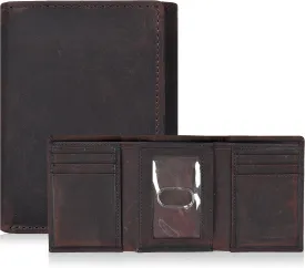 Tri fold Leather Wallet for Men with RFID | Slim Wallets for Men with 1 ID and 6 Credit card slots | Front Pocket Minimalist