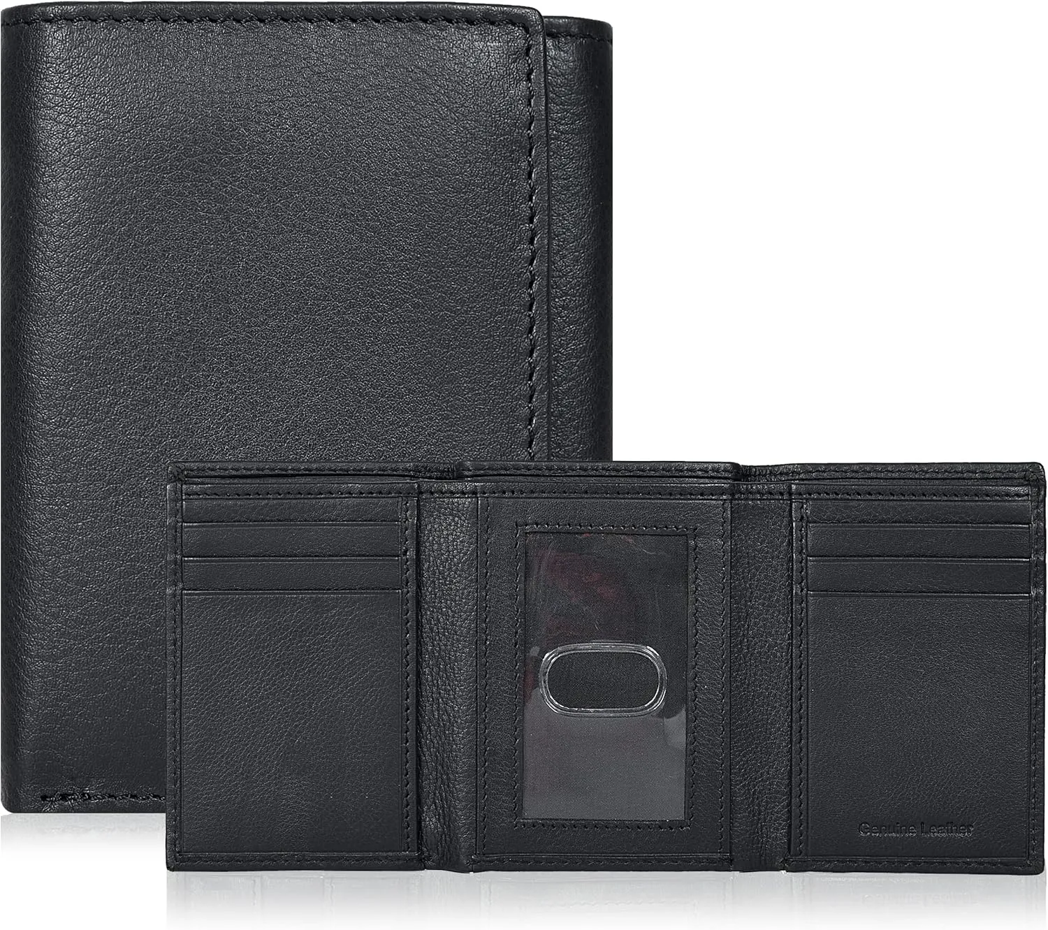 Tri fold Leather Wallet for Men with RFID | Slim Wallets for Men with 1 ID and 6 Credit card slots | Front Pocket Minimalist