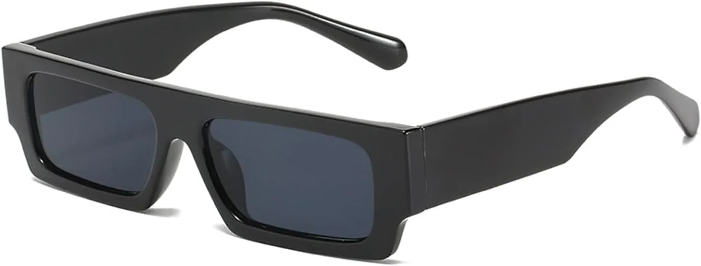 Vintage Rectangle Sunglasses for Men Women 90s Retro Fashion Glasses Square Shades
