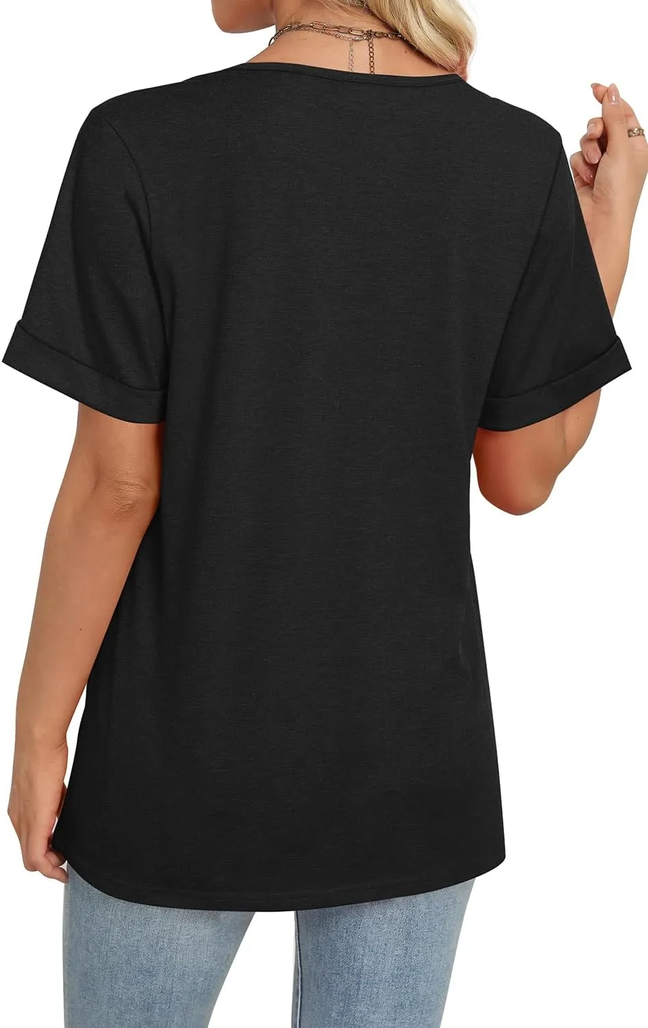 WIHOLL Womens Summer Tops Short Sleeve Basic Casual V Neck T Shirts Trendy Fashion 2025