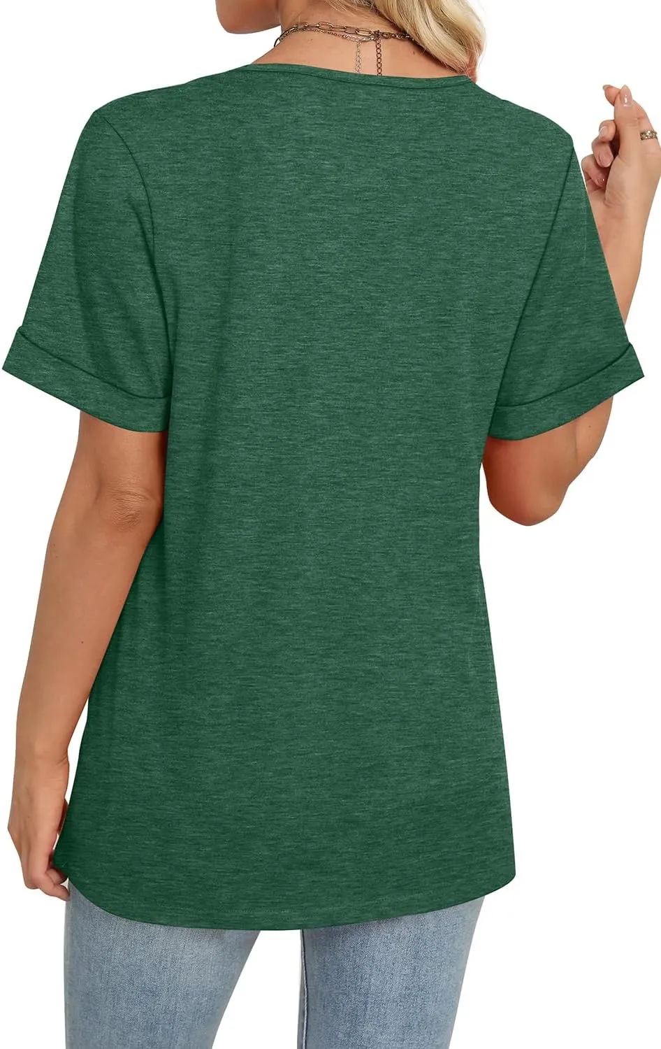 WIHOLL Womens Summer Tops Short Sleeve Basic Casual V Neck T Shirts Trendy Fashion 2025