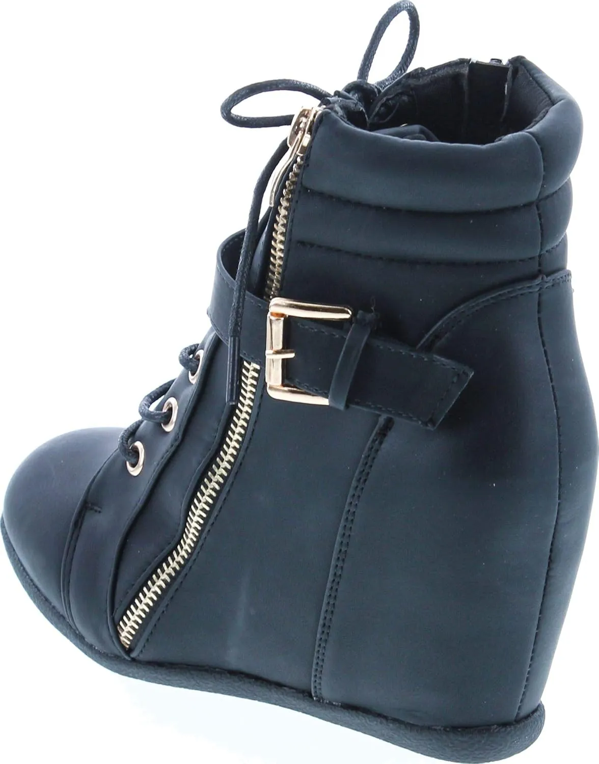 Womens Peter-1 Lace Up Hidden Wedge High Top Fashion Sneakers