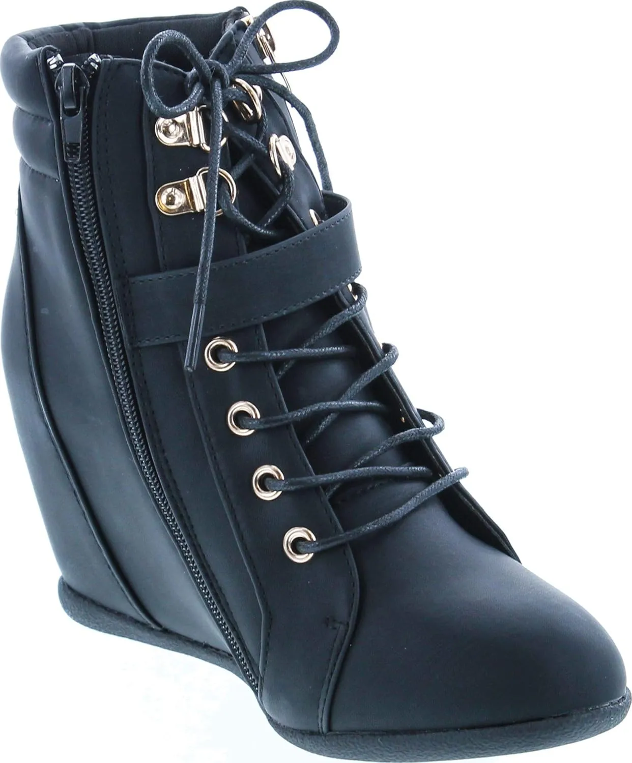 Womens Peter-1 Lace Up Hidden Wedge High Top Fashion Sneakers