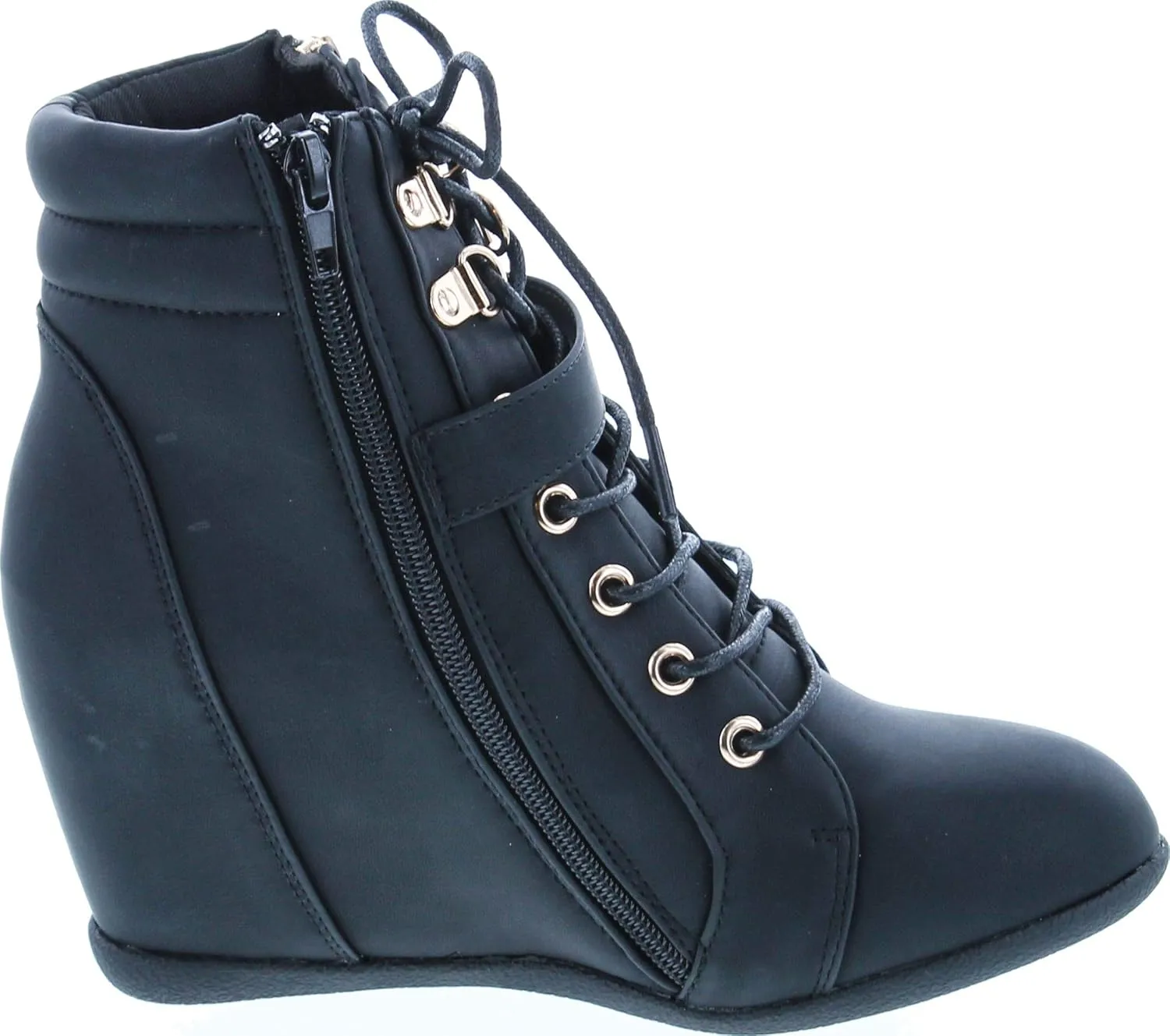 Womens Peter-1 Lace Up Hidden Wedge High Top Fashion Sneakers