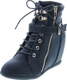 Womens Peter-1 Lace Up Hidden Wedge High Top Fashion Sneakers